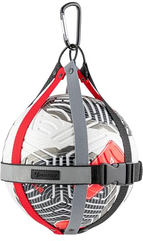 SPRINTIGO Ballnetz für 1 Ball in Größe 4–7, für Verschiedene Bälle | Verstellbar, Universal Ballnetz mit Karabiner, Zum Befestigen an Tasche oder Rucksack, Fußball Zubehör Basketball