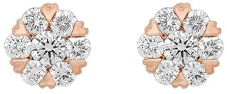 Ayoiow Ohrstecker Damen Gold Klassischer Herz-Schneeflocken-Schmuck mit rundem Diamanten (0,5 ct), Ohrringe Gold 585 14K Echt für Freundin| 14K Roségold | Trendiger Modeschmuck für Vatertag