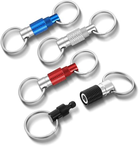 4er Pack Schnellverschluss Schlüsselkarabiner Schlüsselbund Key Organizer Drehbar Abnehmbar Schlüsselanhänger Metall Mit 8 Geteilten Schlüsselringen Für Männer Frauen Auto Geldbörse Taschenzubehör