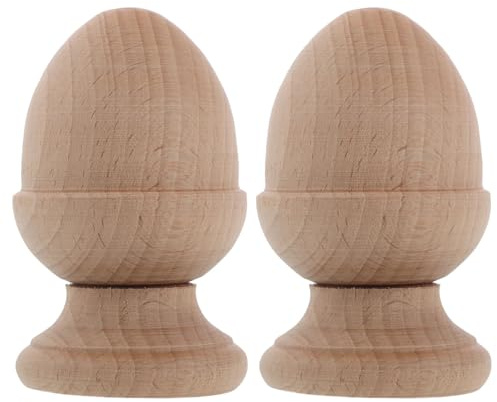 CIMAXIC 2 terminali per Asta per Tende, Tappo per palo del Letto in Legno Non Rifinito per mobili delle Scale, Puntale per Recinzione Fai da Te in Legno, Testa di palo in Grezzo, 6x4x4 cm