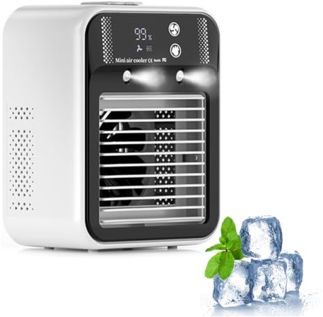 Mini Tragbare klimaanlage, Mobile Klimaanlage mit 2 Geschwindigkeiten & Timer,500ml Wassertank,Sprühdüse,Leise Mobiler Air Cooler,Klimaanlage mobil für Schlafzimmer Büro Schreibtisch (A)