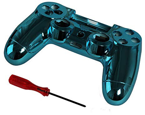 Timorn Replacement Chrome Plating Housing Shell Parts Case Kit Cover for PS4 Controller DualShock 4, Blue