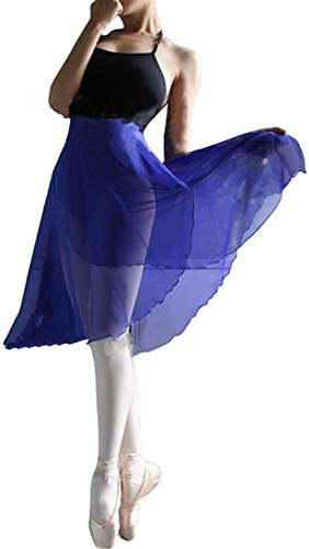 Hoerev Frauen Mädchen Erwachsene Transparenter Wickelrock Ballettrock Ballett Tanz Tanzbekleidung, Schatz Blau, L