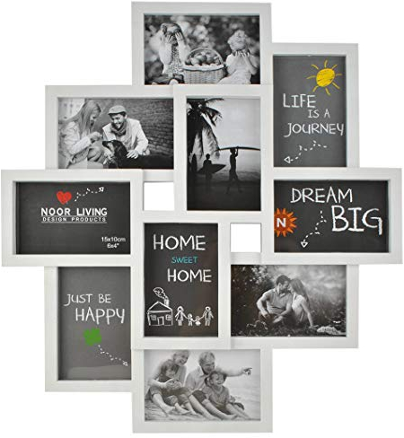 ISO TRADE Bilderrahmen Collage für 10 Fotos Bilder Kunststoff 10x15 Familie 6297, Farbe:Weiß/white