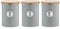 Typhoon Living Airtight Set of 3 Tea Coffee & Sugar Storage Canister Jars with Lid, Grey, 1 Litre