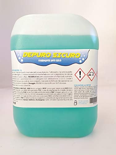 Naturii, Depuro Sicuro, Svernante Effetto Anti Gelo, Conservazione Dell'Acqua, Trattamento Piscina (150 ml x 10 mq), Azzurrante, Liquido, 5 Litri