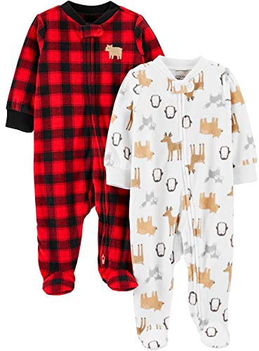 Simple Joys by Carter's Babies' Holiday Fleece Footed Sleep and Play, Pack of 2 Dormeuses pour bébés et Tout-Petits Bébé garçon (Lot de 2)