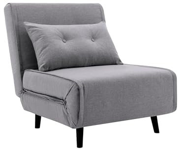 Home Heavenly® - Sofá Cama Pegaso 3 en 1. Sofá Plegable Convertible en Cama Tipo futón. Sofá tapizado en Tela Color Gris y cojín Incluido. (1 Plaza)