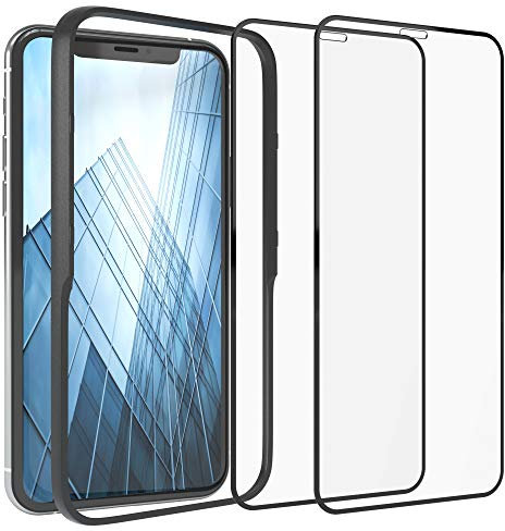 EAZY CASE 2X Displayschutzfolie aus Glas mit Rand kompatibel mit iPhone X/XS / 11 Pro, Full-Screen Displayschutz mit Installationshilfe, Schutzglas 5D, 9H, Anti-Kratzer, Selbstklebende Glasfolie