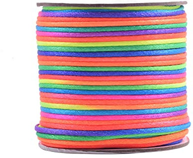 KONMAY 1 Roll 73 Meters 1.0mm Rainbow Nylon Rattail Satin Silk Trim Cord Beading String for Chinese Knotting, Kumihimo, Beading, Macramé, Jewelry Making