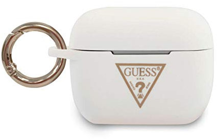 Guess GUACAPLSTLWH Silicone Triangle Logo Hülle für AirPods Pro Cover Weiß