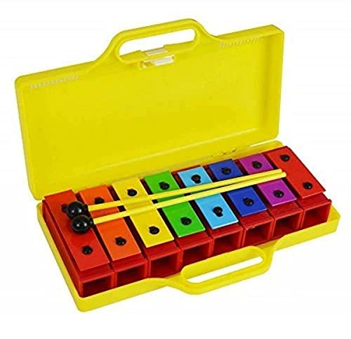 A-Star Buntes Glockenspiel-Set mit 8 Sopran-Diatonischen Regenbogen-Glockenspiel-Xylophonen mit zwei Schlägeln und solider gelber Tragetasche – C6 bis C7