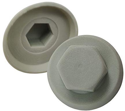 DOJA INDUSTRIAL | Cache Vis | Clef d'Installation 10mm | 100 PCS | Bouchon en Nylon pour Vis à Tête Hexagonale | Couleur Gris | Parfait pour Cache Ecrou en Extérieur, Protection Ecrou Boulon