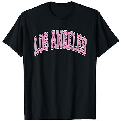Los Angeles Arched Pink Text Maglietta