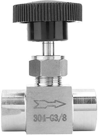 Agatige 3/8 Inch Stainless Steel Straight Needle Valve,G Valves with BSPP Female Thread,G Female Needle Ferrule Straight-Through Female Needle Valve for Flow Control,Water,Gas,Oil Transmission