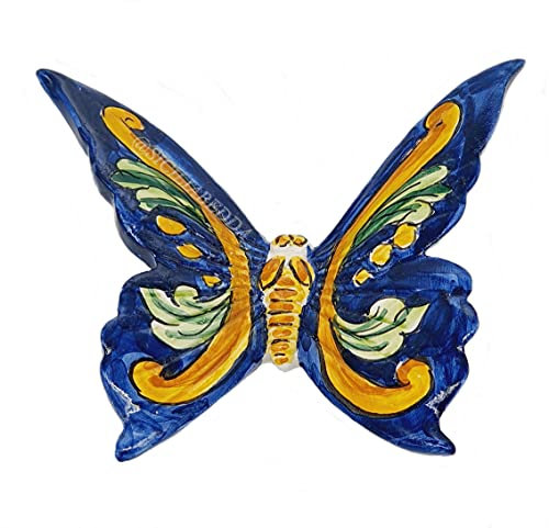 sicilia bedda - Animali Portafortuna in Ceramica Siciliana - Dipinti a mano (Farfalla 11x12 CM)