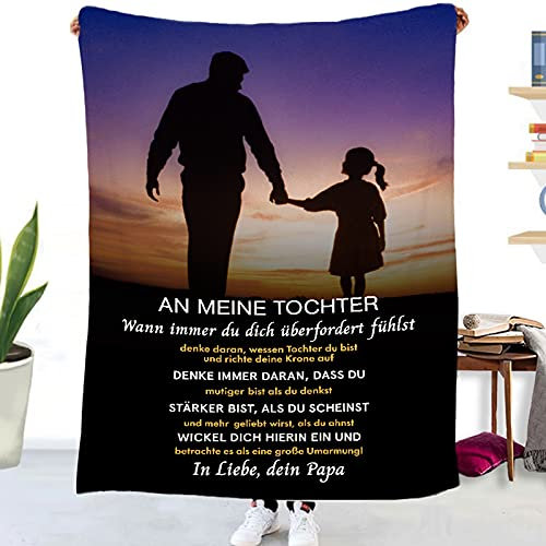 Kuscheldecke Flauschige Personalisierte Decke Geschenke Papa An Meine Tochter, Vater für Töchter Luftpost Positiv Ermutigen Decke(deutsch), Super Weiche Decke Flanell, 150x200cm