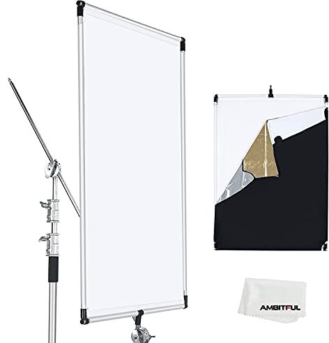 AMBITFUL 60 x 90 cm, Sun Scrim groß 5-in-1 Black Silver Gold White Diffuser Reflektor Aluminium Alloy Frame for Photography