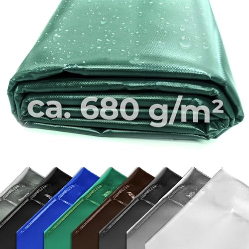 Fulcoline Abdeckplane 680g (Grün, 2,50 m x 5,00 m) ohne Ösen – Handgefertigte Abdeckplane Wasserdicht – Langlebiger UV-Schutz – LKW Plane perfekt für Camping, Fahrzeuge, Boote, Anhänger