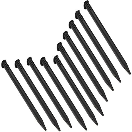 XHBTS Lot de 10 stylets de rechange en plastique pour écran tactile Nintendo New 3DS XL, New 3DS LL (Noir)