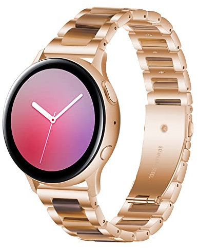Gheper Bracelet de Montre en Acier Inoxydable et Résine Compatible avec Samsung Galaxy Watch 7 FE/6/5/4 (44mm/40mm)/Active 2/1/3 - Bracelet de Rechange en Métal 20mm