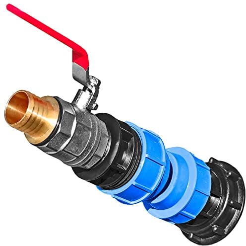 IBC Adapter S60 Verlängerung mit 3/4 Zoll Kugelhahn und 20mm Schlauchtülle