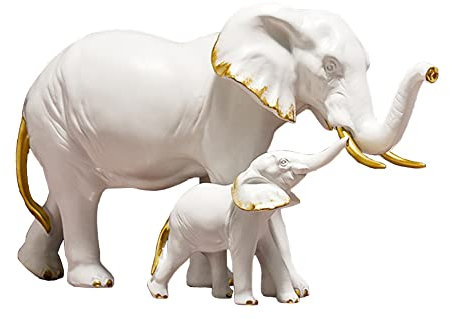 NORHOR Elefanten-Skulptur,Handbemalte Harz Sammelfiguren für Heimdekoration Geschenk.weiß