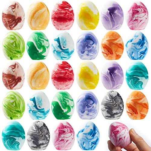 JOYIN 28-teiliges Oster-Kreide-Eier-Set, Ostereier-Kreide, Ostergeschenke für Jungen, Mädchen, Kinder, Kleinkinder, Osterkörbchenfüller, Partygeschenke (Marmorfarbe)