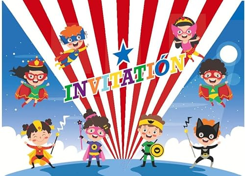 Edition Colibri 10 Einladungskarten für Kindergeburtstag Die acht Superhelden: 10er Set bunt Einladungen mit coolen Helden der Avengers (11128)