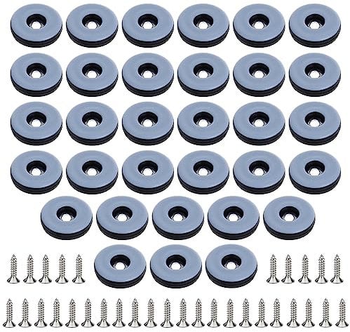 32 Stück Bodengleiter Ø 22 mm Teflongleiter zum Schrauben mit 32 Stück Edelstahlschrauben Stuhl Fuss Schutz Möbelgleiter-Set Effektiver Schutz Ihrer Möbel Stühle Böden