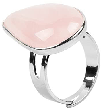 Women Natural Rose Quartz Stone Ring-Water Drop Opal Adjustable Finger Rings - Trendy Creative Chic Open Black Agate Ring,Fashion Elegant Jewelry For Birthday Daily Wear Girls Ladies,Rose,Quartz,Res