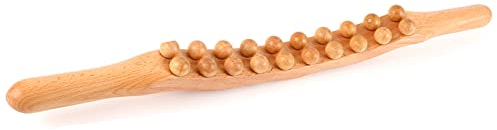 Gua Sha Massage Roller, Wooden Scraping Stick, 20 Beads Body Massager Tool, Lymphatic Drainage Tool, Muscle Relaxing for Back, Belly, Shoulder, Cellulite Ball Belly Fat Roller Handheld Roller (A)