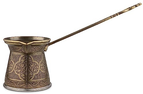 Alisveristime Authentische türkische Kaffeekanne, handgefertigt, Cezve/Ibrik, 7,9 cm breit, 7,9 cm hoch, 200 ml, verbessern Sie Ihr Kaffee-Erlebnis. (2 Tassen) (Antikgrün)