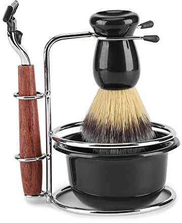 Kit De Afeitado Manual Para Hombres, Kit De Maquinilla De Afeitar Manual De Seguridad, Kit De Afeitado Para Hombres, Juego De Afeitado En Húmedo, Soporte De Acero Inoxidable, Juego De Cuencos