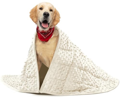 YUSRA Gewichtsdecke für Hunde, wendbar, gewichtete Hundedecke für Auto, angepasst an Gewitter, Feuerwerk, Trennung und Reisen, weiche, beruhigende Hundedecke, maschinenwaschbar (Beige, 81,3 x 101,6