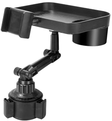 Auto Getränkehalter Tablett Dehnbar,Auto Getränkehalter Tisch mit Handyhalter, 3 in 1 Getränkehalter Auto 360° Verstellbares Becherhalter Auto Multifunktionstisch Snacktablett für Frites Burger