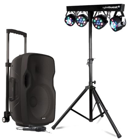 Enceinte Sono DJ Gemini 1000W, sur Batterie, Microphone, SONORISATION PA, USB/Bluetooth/AUX/SD Portique Lumières Xperformer LED