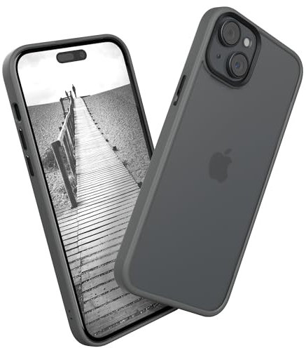 EAZY CASE - Hybrid Outdoor Case kompatibel mit iPhone 15 Plus Handyhülle für iPhone 15 Plus Hülle als Fallschutz schlanke Schutzhülle stoßfestes Cover in Matt Transparent/Anthrazit