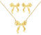 Halora Schleifen Halskette Ohrringe Für Frauen Damen, Gold Silver Bow Necklace and Earrings Set for Women Girls, Bow Ribbon Necklace Earring Jewelry Gift (Necklace Earrings Set-Gold)