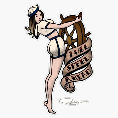 LAD Studio Vintage Sailor Girl Tattoo Window Bumper Sticker Decal 5