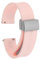 QUARKZMAN Bracelet de Montre en Silicone Magnétique 16mm à Dégagement Rapide, en Caoutchouc Souple Imperméable avec Boucle Pliante en Métal Argenté pour Hommes et Femmes, Rose