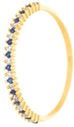 Suzan Gold Ocean Stapelring aus 9 Karat (375) Gelbgold mit blauen und weißen Zirkonia - Eleganter Goldring | hypoallergener & wasserfester Damen Schmuck | nickel- & chromfreier Fingerring