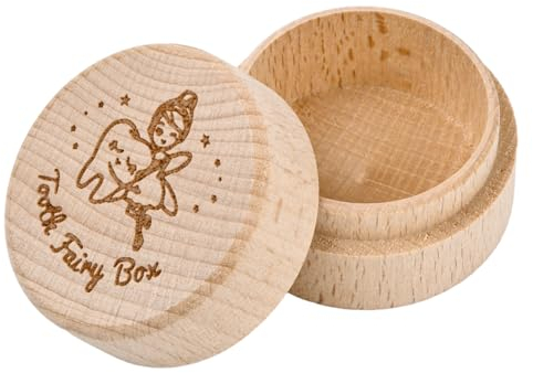 Elitecran Milchzahndose Personalisiert aus Holz, Zahn Andenkenbox mit Niedlichem Motiv, Niedlich 3D Gravur Zahndose, Kinder Zahnfee Milchzähne Zahnbox Geschenk für Baby Jungen Mädchen
