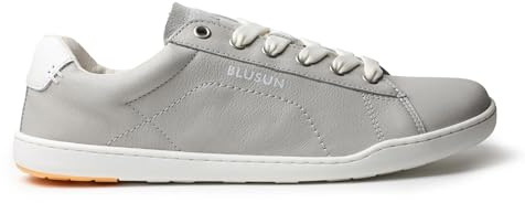 Blusun Sportlich Schlichter Sneaker/Barfußschuhe in Steingrau Leder BLSN-100W Grey (Grau, EU Schuhgrößensystem, Erwachsene, Numerisch, M, 40)