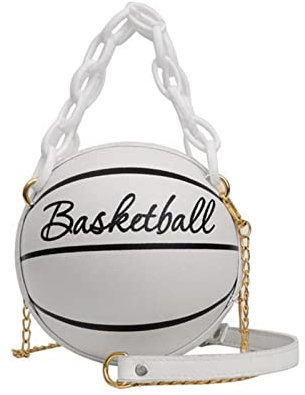 Basketball Clutch Frauen Umhängetasche Kette Basketball geformte Geldbörse runde Körper Handtasche Silberne Clutch Damen (Beige, One Size)
