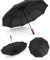 RLXMARTD Regenschirm mit Holzgriff, Schwarz, Groß, Windsicher (Schwarz)