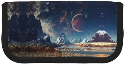 DNBCLEZK Planet Großes Federmäppchen aus Segeltuch für Mädchen und Jungen, personalisierbares Federmäppchen, Schreibwaren-Aufbewahrungstaschen, Schwarz , Einheitsgröße, Taschen-Organizer