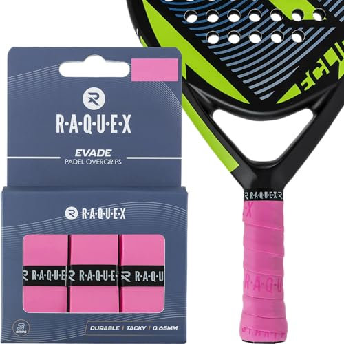 Raquex Cinta de sobreagarre Evade Palas de pádel - Rosa. Paquete de 3 Cintas de sobreagarre para pádel, 0,65 mm de Grosor, Absorbente, Ligeramente adherente, Antideslizante