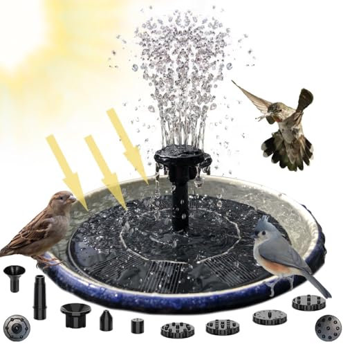 Solar Water Fountain 2.5W 5V with 6 Nozzles – Solar Powered Bird Bath Fountain Pump, Eco-Friendly Outdoor Water Feature for Gardens, Ponds, & Patios, 50cm Spray Height, 13cm Diameter