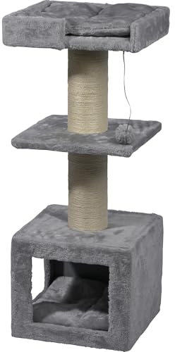 dobar® Premium Katzen-Kratzbaum Easy aus Holz mit extra großen und stabilen Kratz-Stämmen in ausgfeallenem Design - Geeignet auch für große Katzen - 35 x 60 x 100 cm